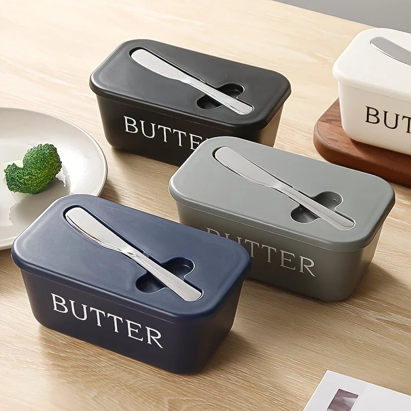 Sealed Butter Storage Container with Cutting Knife - Airtight Cheese