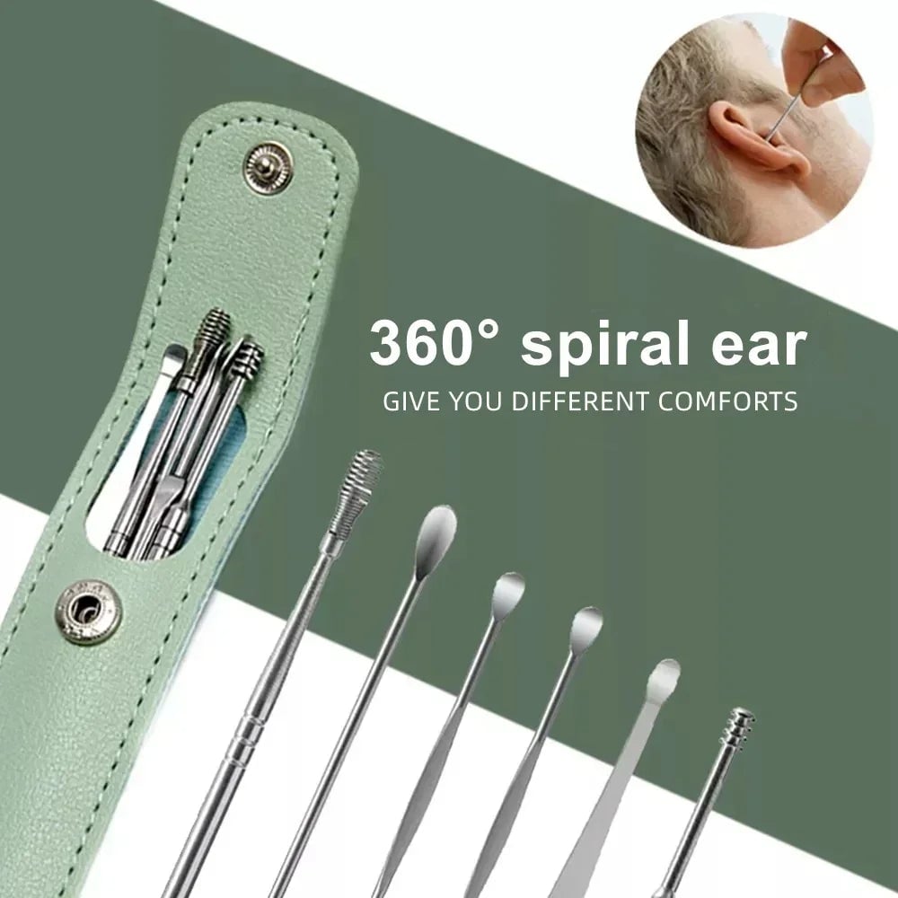 Stainless Steel Ear Cleaning Tool Kit with Pick Set & Storage Bag