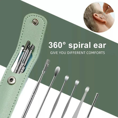 Stainless Steel Ear Cleaning Tool Kit with Pick Set & Storage Bag