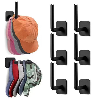 4PCS No Drill Adhesive Wall Hooks Strong Paste Shelf Hat Rack