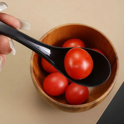 6 Black Spoons Set - Multi-Purpose Soup Dessert Utensils for Dining
