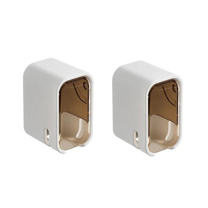 2PCS Wall Mounted Flip-Top Toothbrush Holder Dustproof Storage Rack