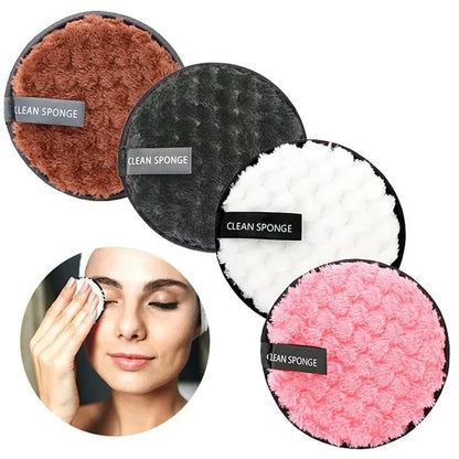 4-Piece Reusable Microfiber Makeup Remover Pads - Gentle Cleansing
