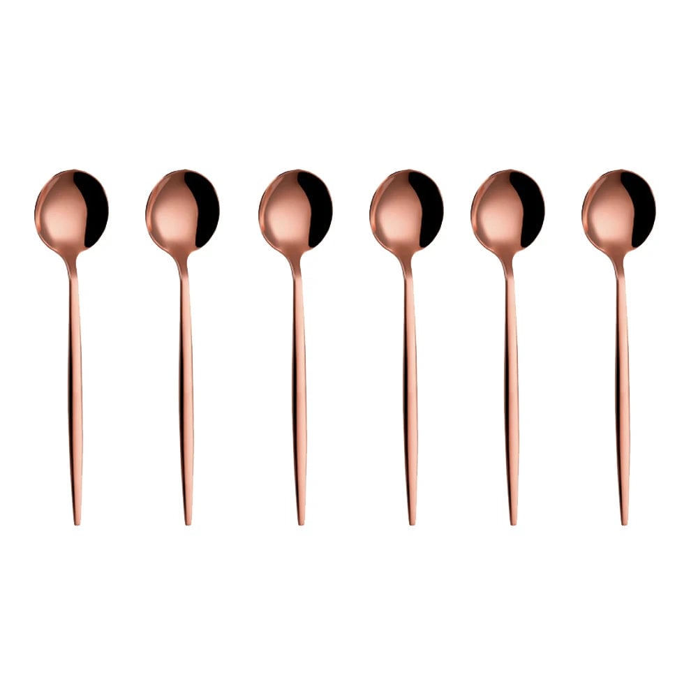 Gold Stainless Steel Coffee Spoons Set - 6 Piece Dessert Teaspoons