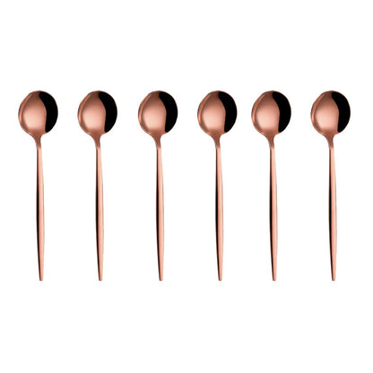 Gold Stainless Steel Coffee Spoons Set - 6 Piece Dessert Teaspoons