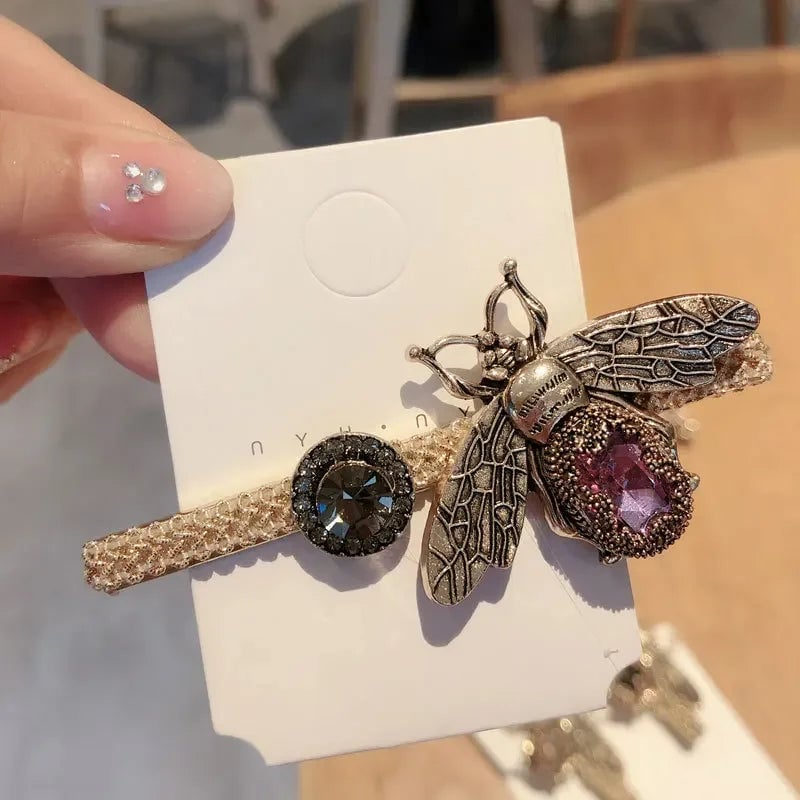 Crystal Rhinestone Hair Scrunchies - Elastic Retro Bee Design
