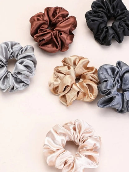 12pc Mixed Color Satin Hair Rings Elastic Ponytail Holders Women