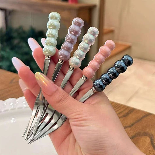 4-Tine Stainless Steel Dinner Forks Set Korean Cutlery Kitchen