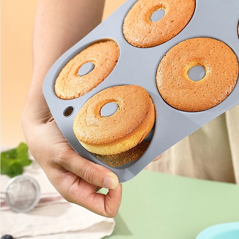 6-Hole Silicone Donut Mold Non-Stick Food Grade Baking Pan