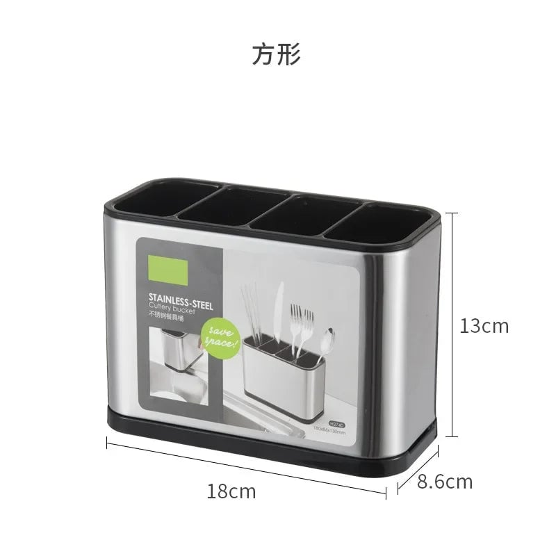 Plastic Kitchen Cutlery Organizer with Drain - Knife Spoon Fork Stand
