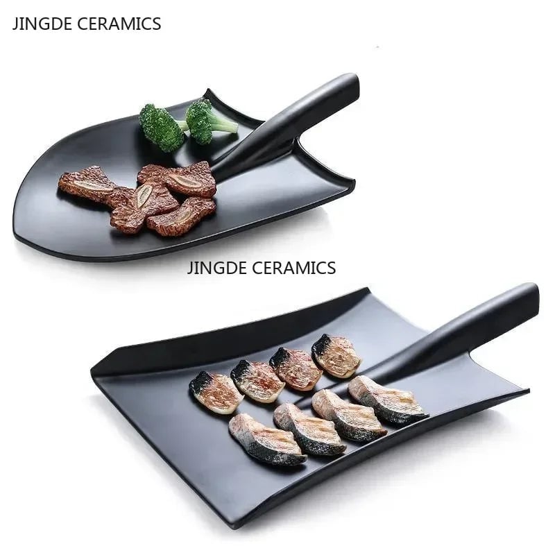 Black Melamine Shovel Plate - BBQ Serving Plate Restaurant Grade