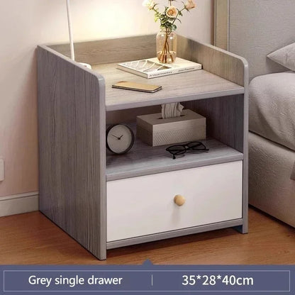 Nordic Modern Nightstand with Drawer - Wood Bedroom Storage Cabinet