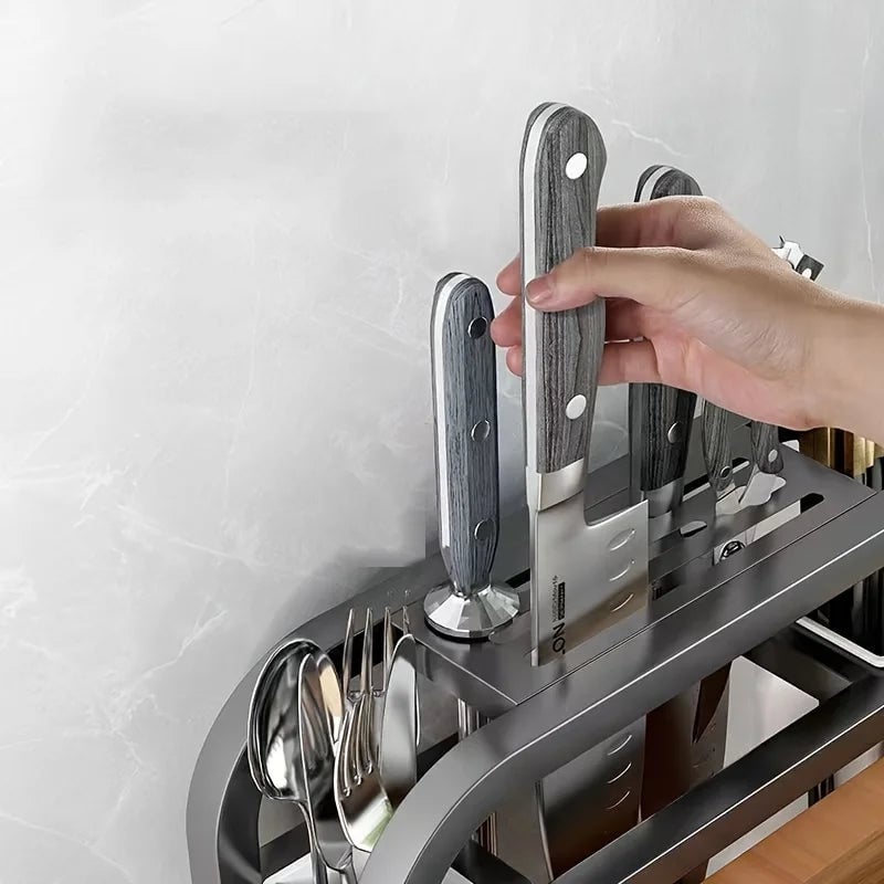Stainless Steel Knife Holder & Cutting Board Storage Rack