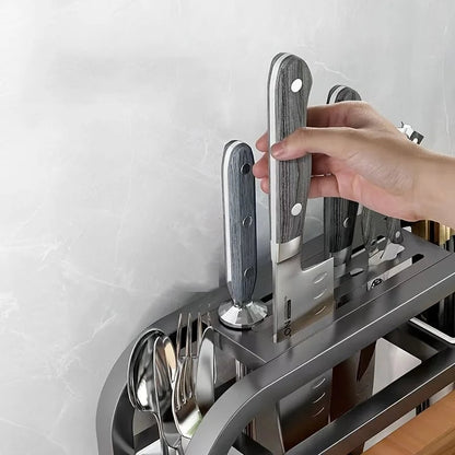 Stainless Steel Knife Holder & Cutting Board Storage Rack