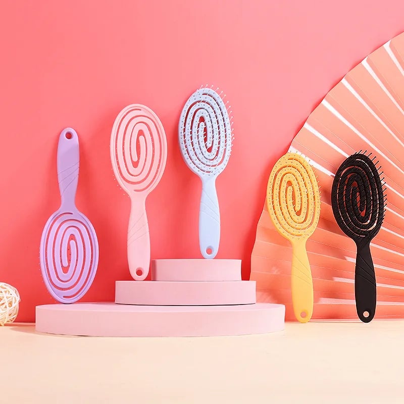 Professional Detangling Hair Brush with Spiral Spring for Curls