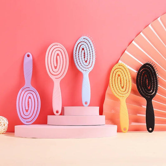 Professional Detangling Hair Brush with Spiral Spring for Curls