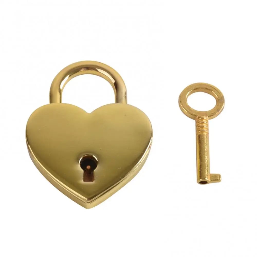 Heart Shape Mini Padlock Luggage Lock with Key - Vintage Style