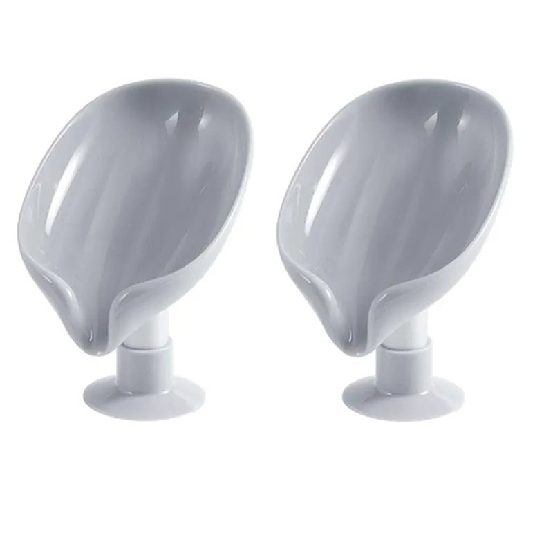 2pcs Draining Soap Dish Suction Cup Wall Mount Punch Free Storage