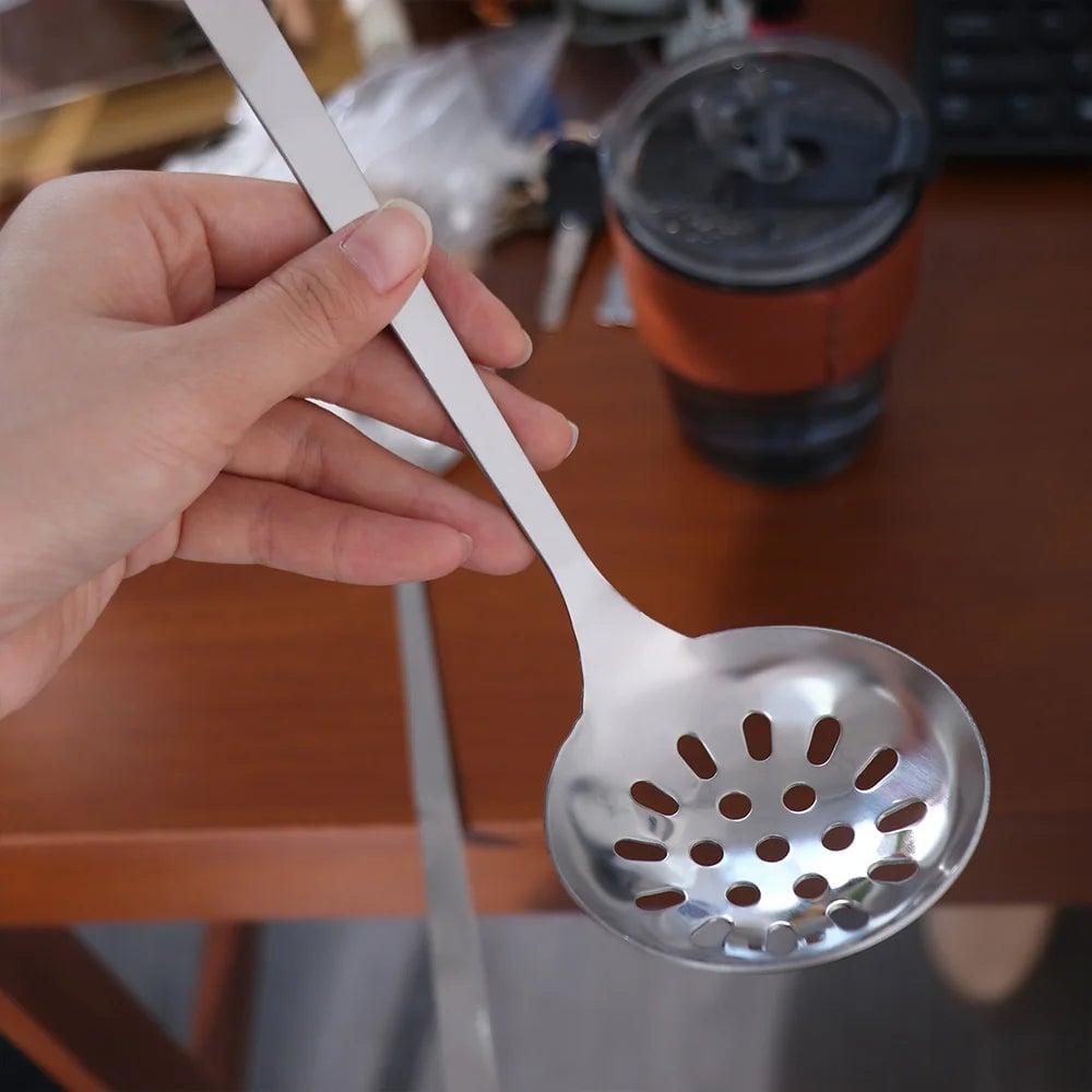 Stainless Steel Long Handle Slotted Soup Spoon Hot Pot Ladle