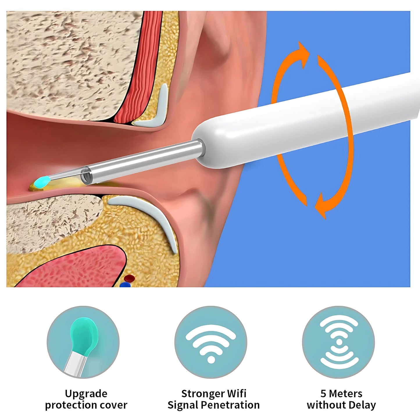 Wireless HD Camera Ear Pick Tool - Visual Earwax Removal Kit