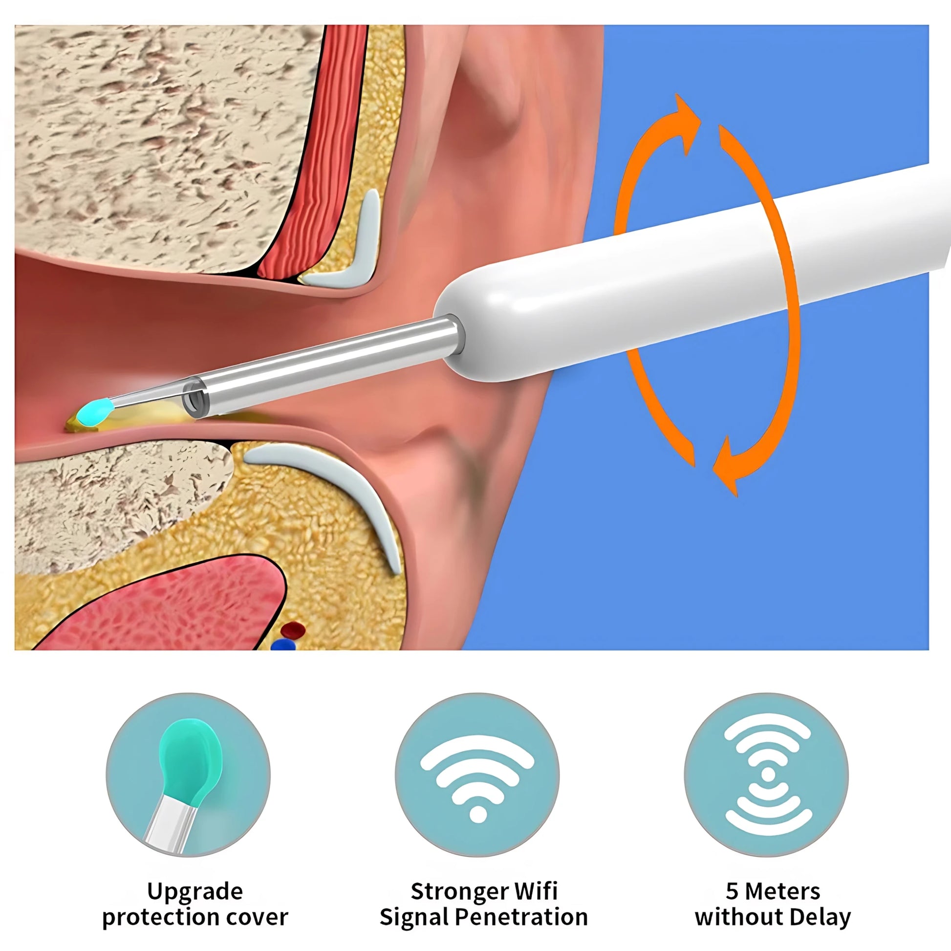Wireless HD Camera Ear Pick Tool - Visual Earwax Removal Kit