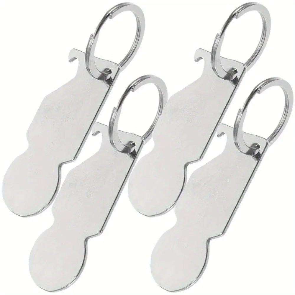 4Pcs Trolley Token Keychains - Metal Shopping Cart Coin Key Rings