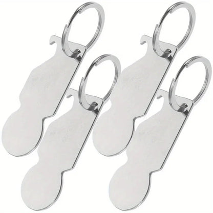 4Pcs Trolley Token Keychains - Metal Shopping Cart Coin Key Rings