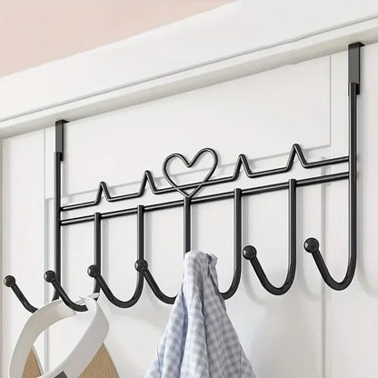 7Hook Heart-Shaped Punch-Free Door Organizer Rack Storage Hanger