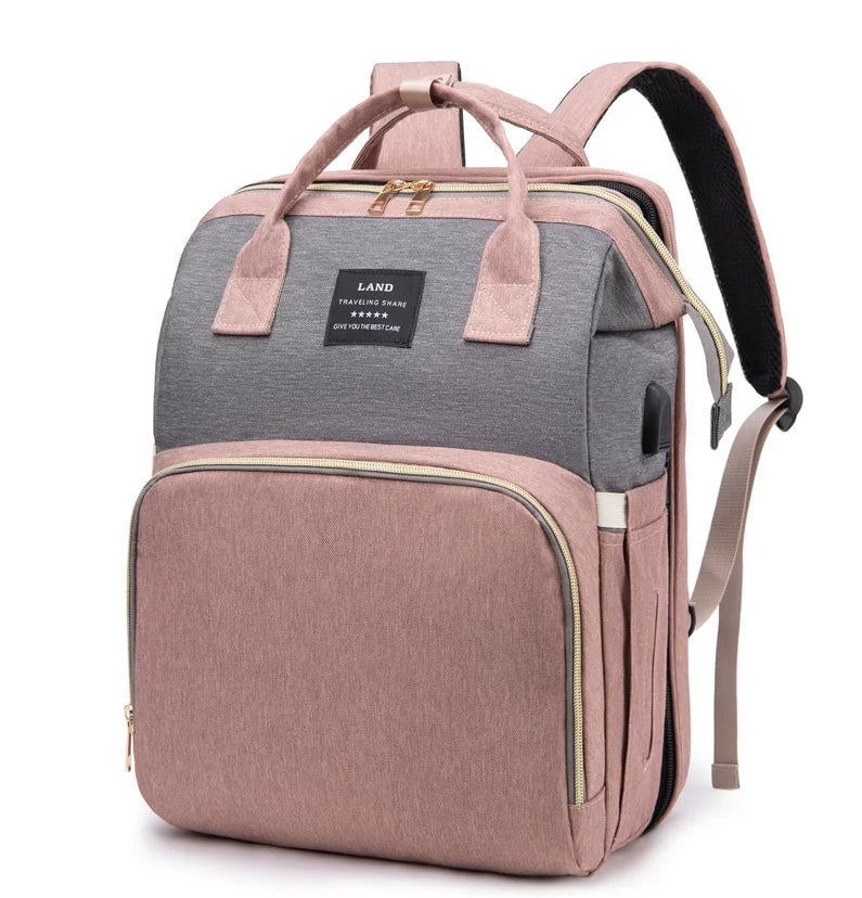 3-in-1 Folding Baby Crib Diaper Bag - Portable Travel Bassinet