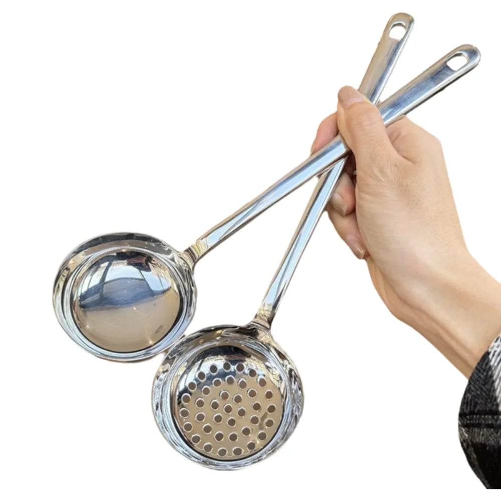 Stainless Steel Long Handle Slotted Soup Spoon Hot Pot Ladle