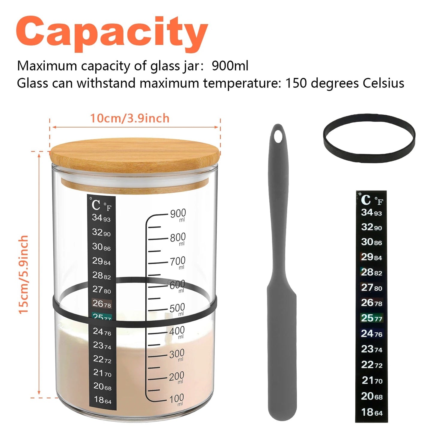 Glass Sourdough Starter Jar Kit - Fermentation Container with Lid