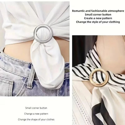 Metal Circle Scarf Ring Clips - 2PC Waist Buckle Fashion Set