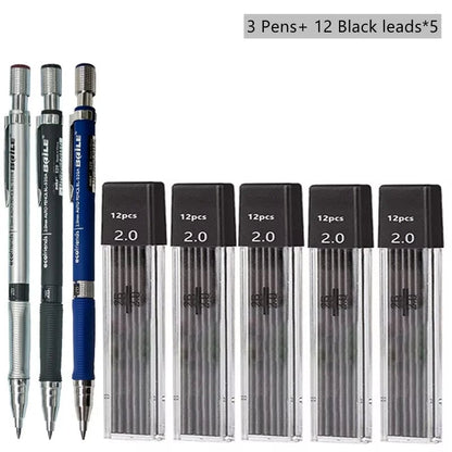 2.0mm Mechanical Pencil Set 2B Lead Refills Drawing Sketching Art