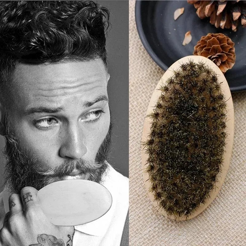 Professional Boar Bristle Wood Handle Beard Shaving Brush Kit