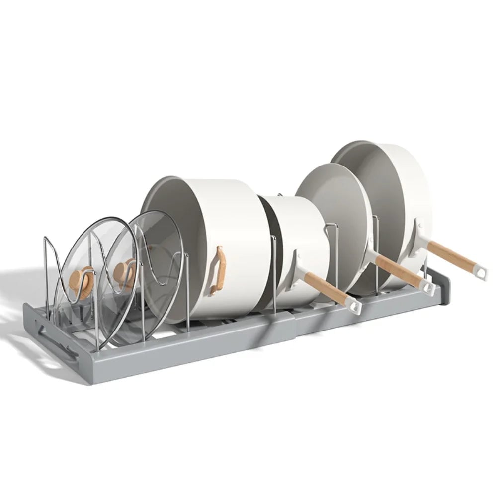 Foldable Kitchen Utensil & Pot Lid Storage Rack Organizer