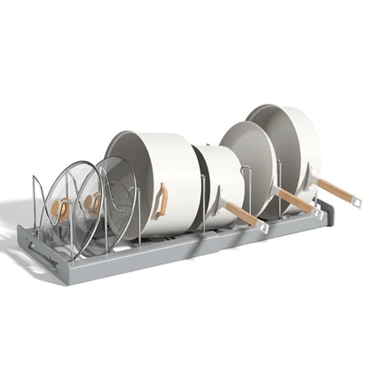 Foldable Kitchen Utensil & Pot Lid Storage Rack Organizer