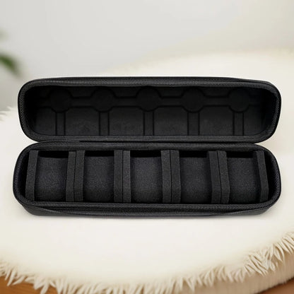 5-Slot Hard Shell Watch Case Travel Organizer Black with Pillows