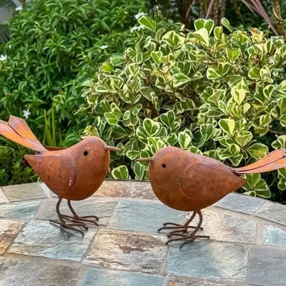 2Pcs Iron Bird Figurines - Tabletop Decorative Sculpture Ornaments