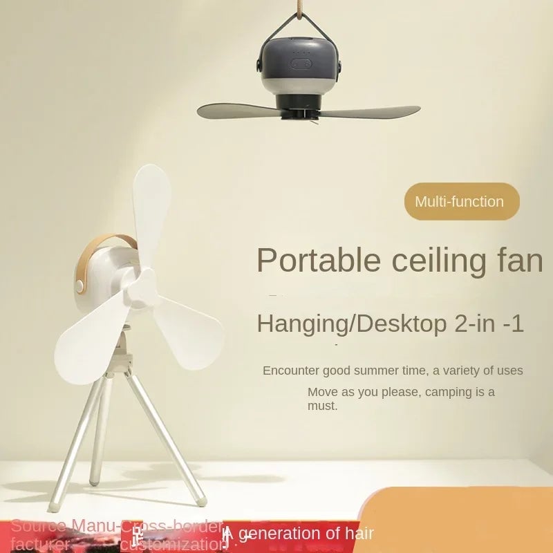 Portable Wireless Mini Ceiling Fan USB Remote Control Stand Night Light