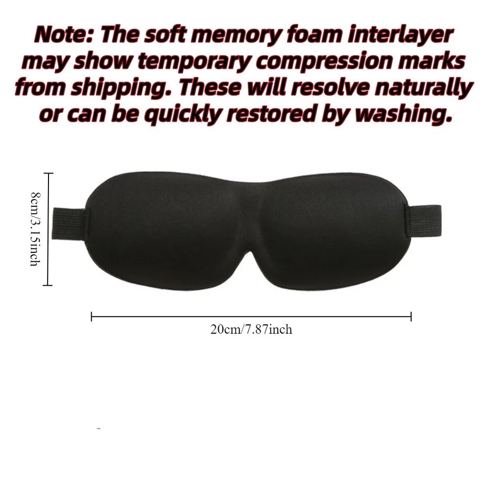 3D Memory Foam Sleep Mask - Soft Blindfold Eye Cover Travel Aid
