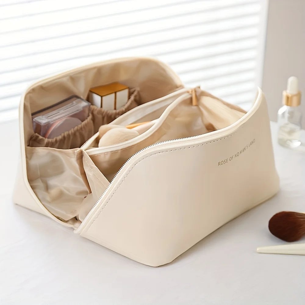 Luxury Travel Makeup Organizer Bag - Zip Cosmetic Toiletry Kit