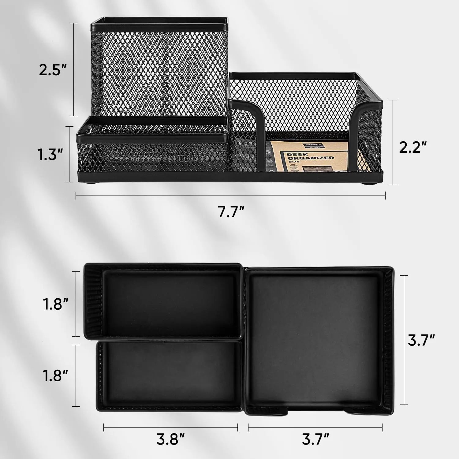 Black Mesh Desk Organizer Caddy with Pencil Holder Storage Baskets