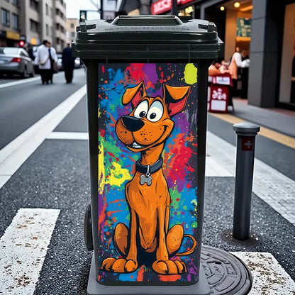 Waterproof Cartoon Dog Rubbish Bin Stickers - Removable Vinyl Decals
