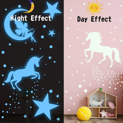 Glow In Dark Unicorn Wall Decals - Removable Kids Room Stickers