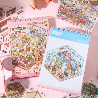 49pcs Sunny Town DIY Miniature Scene Stickers Book Students Craft