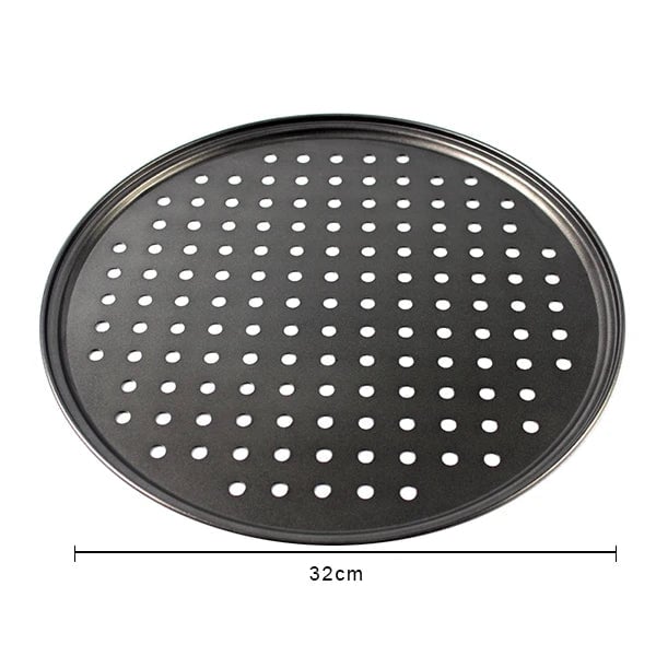Nonstick Carbon Steel Pizza Crisper Tray - Round Perforated Baking Pan