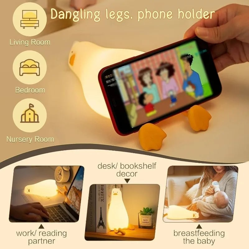 Rechargeable LED Duck Night Light Touch Control Silicone Lamp
