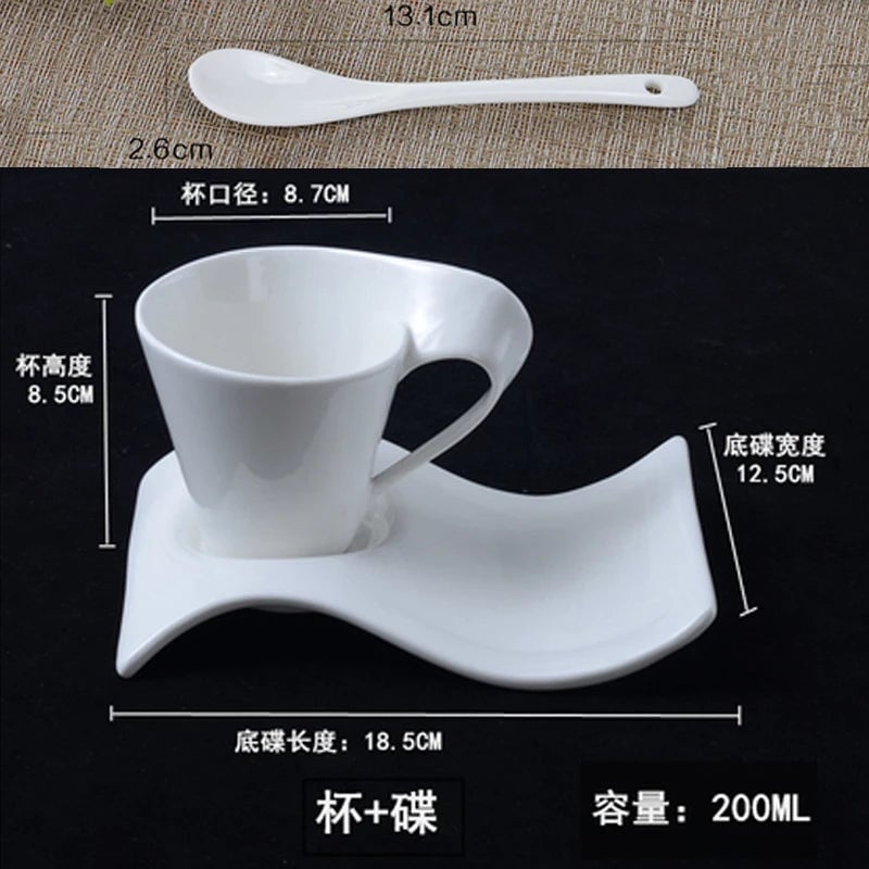European Ceramic Espresso Cup Set with Spoon & Holder - 3-Piece