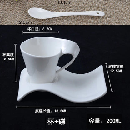 European Ceramic Espresso Cup Set with Spoon & Holder - 3-Piece