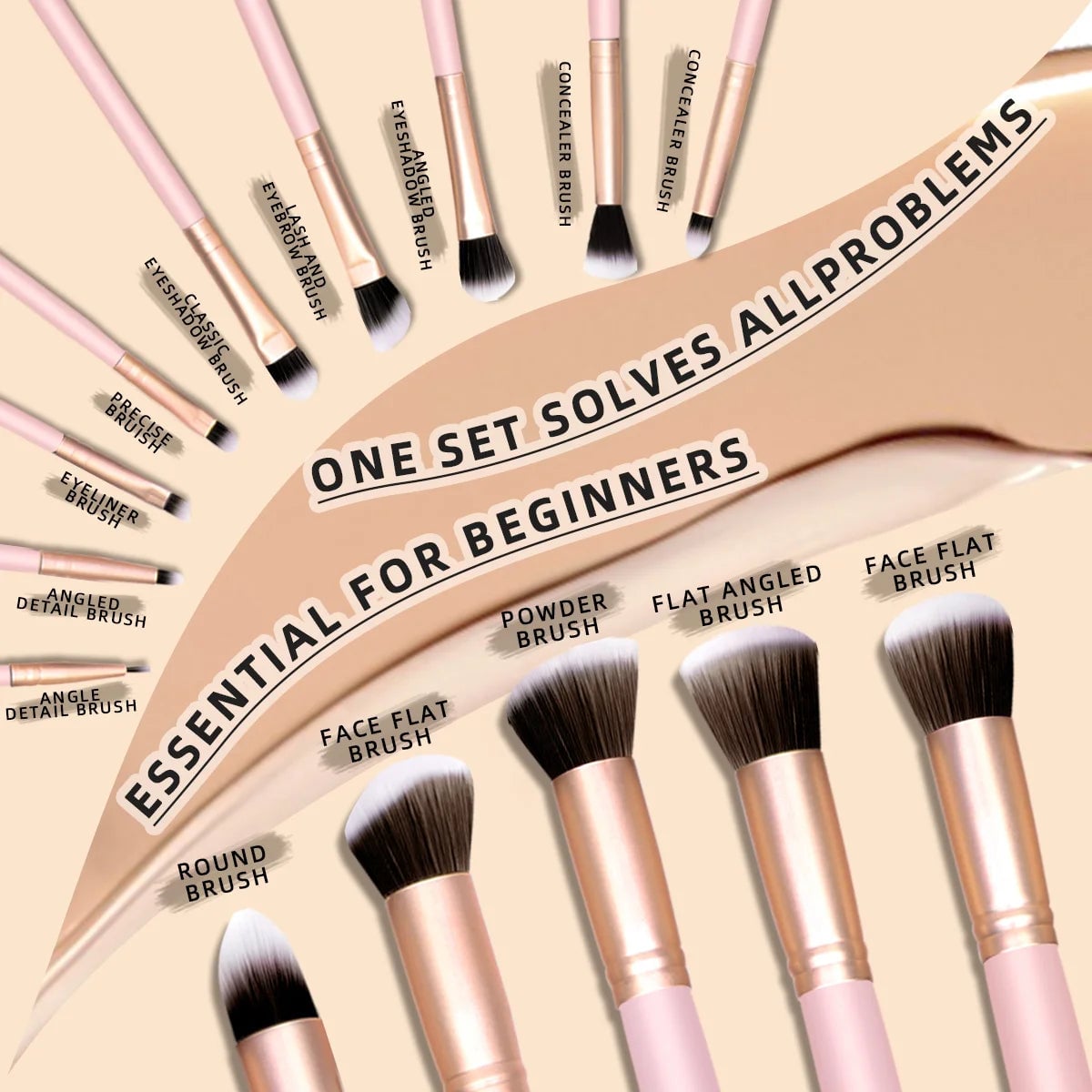 25-Piece Professional Makeup Brush Set with Tools & Storage Bag